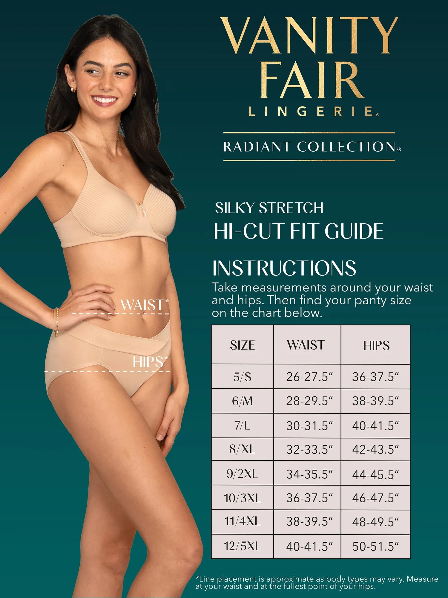 Vanity Fair Radiant Women's Silky Stretch Hi-Cut Brief Underwear - V-Front Waist, Comfort Stretch, 3-Pack, Sizes S-5XL
