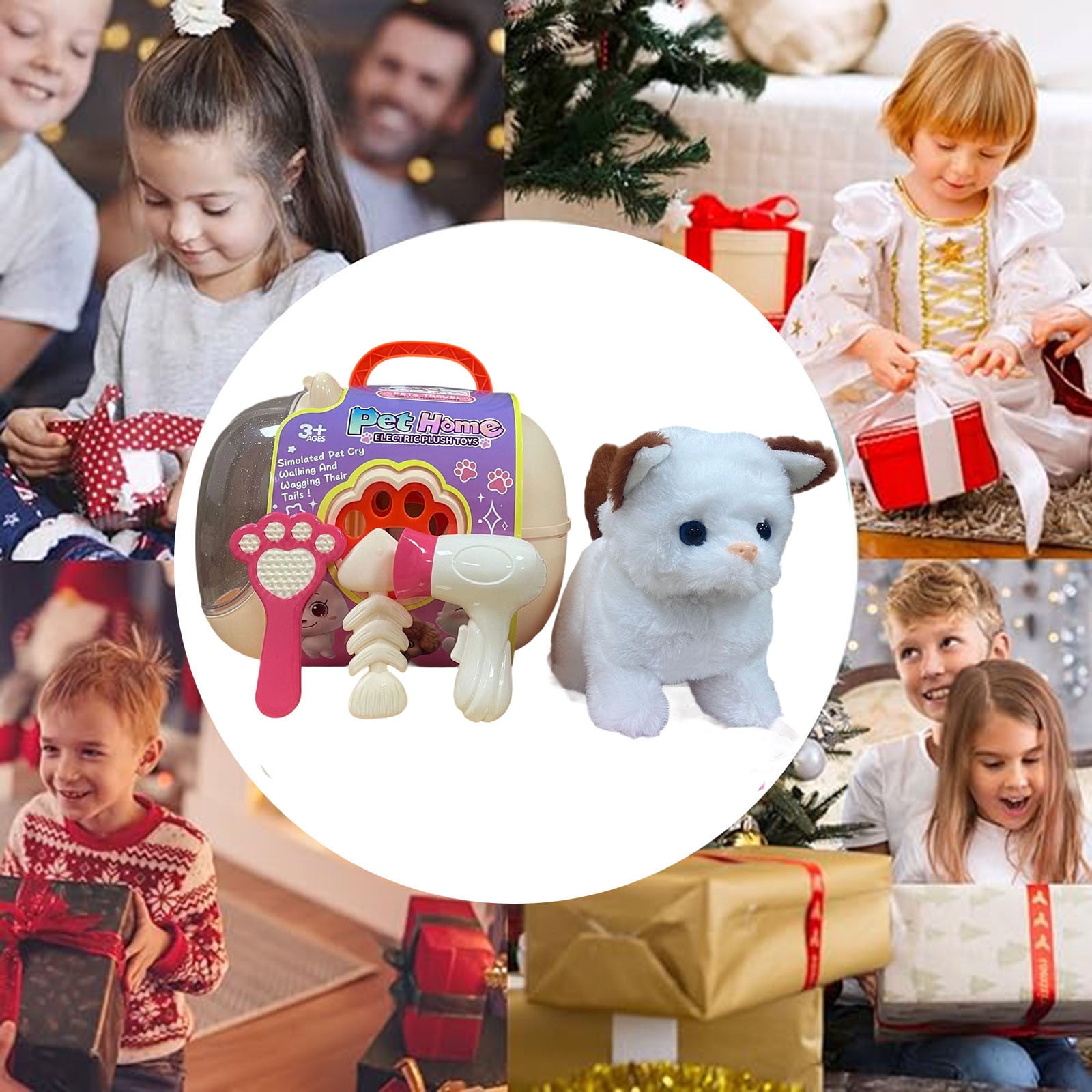 Plush Toy Kitty Electronic Interactive Cat Walking Cat Toy for Kids Realistic Toys for Girls Boys Toddler Toys Barking Wagging Tail Kitty Pet Care Gifts