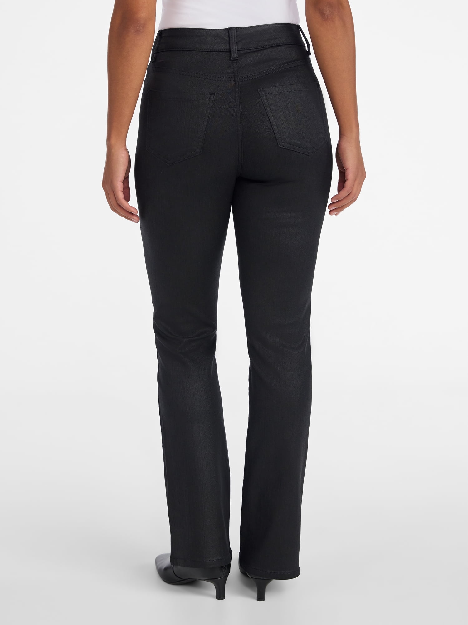 Time and Tru Women's Flare Coated Denim Pants, 30" Inseam, Size 0-20