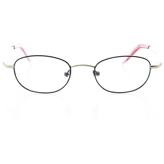 Womens Optical Eyewear - Oval Shape, Metal Full Rim, Cobalt Blue Shiny Silver