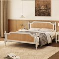thumbnail image 4 of French Provincial Bed in Two Sizes & Colors with Rattan & Pine, 4 of 11