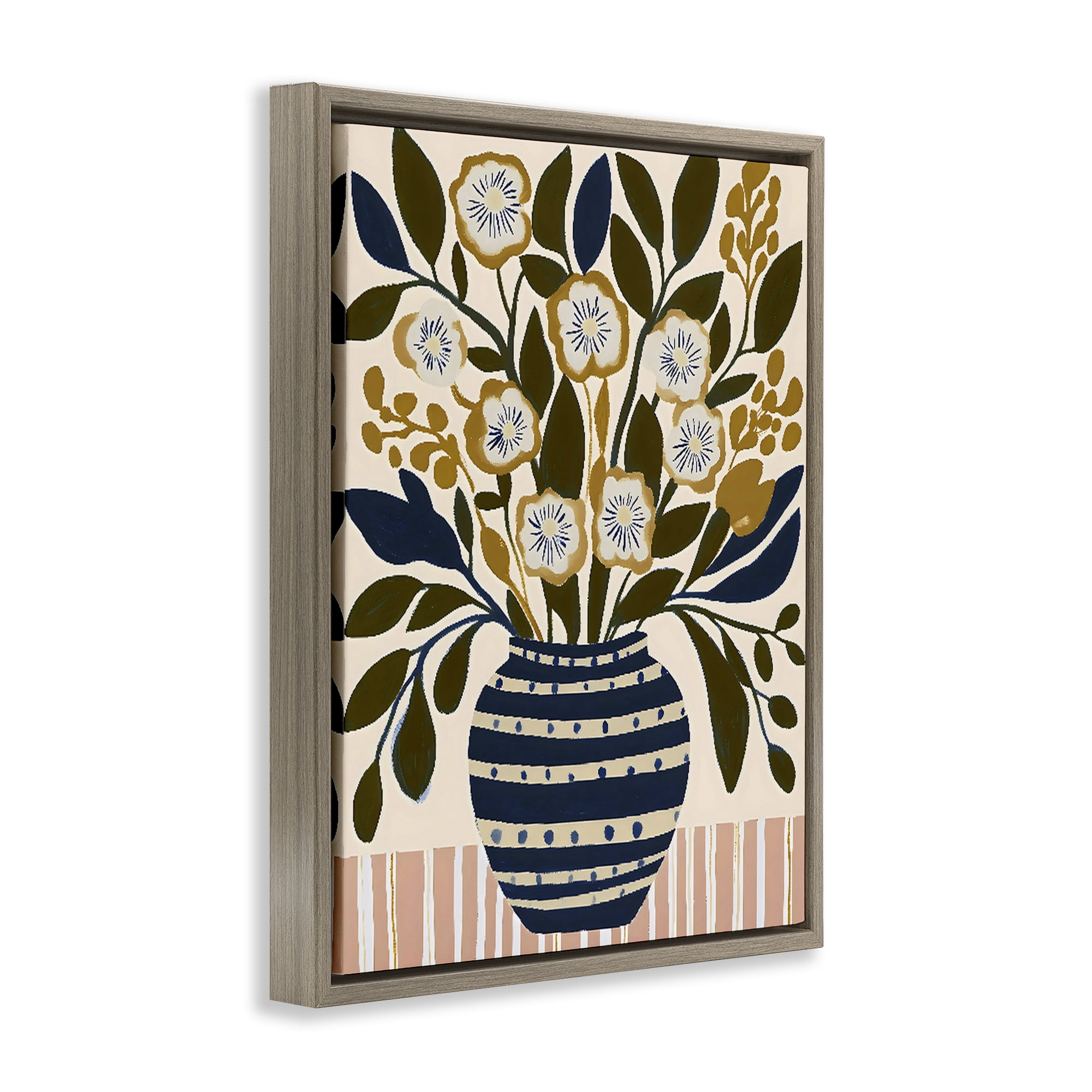 Stupell Industries Wild Bloom Boho Arrangement Brown Framed Floater Canvas Wall Art, design by Creative Studio