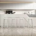 thumbnail image 5 of Basicwise 4-pcs 30-inch Backless Metal Bar Stool Stackable Heavy-Duty Counter-Height Chair for Home Bars Patios Kitchen Islands Cafes Restaurants Bistros and Dining Areas for Indoor & Outdoor, White, 5 of 6