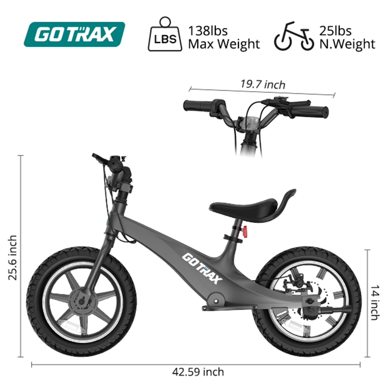 GOTRAX Electric Balance Bike for Kid, 250W Motor, Pneumatic Tires for Grip & Cushioning, Ideal for Kids 5-8