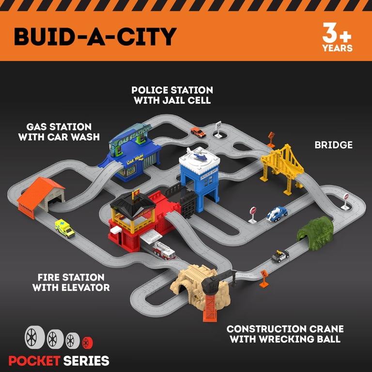 Driven by Battat 129-Piece City Playset with Toy Vehicles and