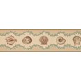 thumbnail image 2 of Seashells Beige Green Brown Nautical Wallpaper Border Retro Design, Roll 15' x 7'', 2 of 3
