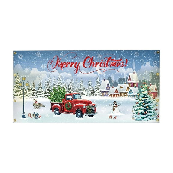 Darzheoy Christmas Garage Banner Cloth Flag for Garage Door Decoration Holiday Party Backdrop Festive Scene Atmospheres Decor Outdoor Indoor Use