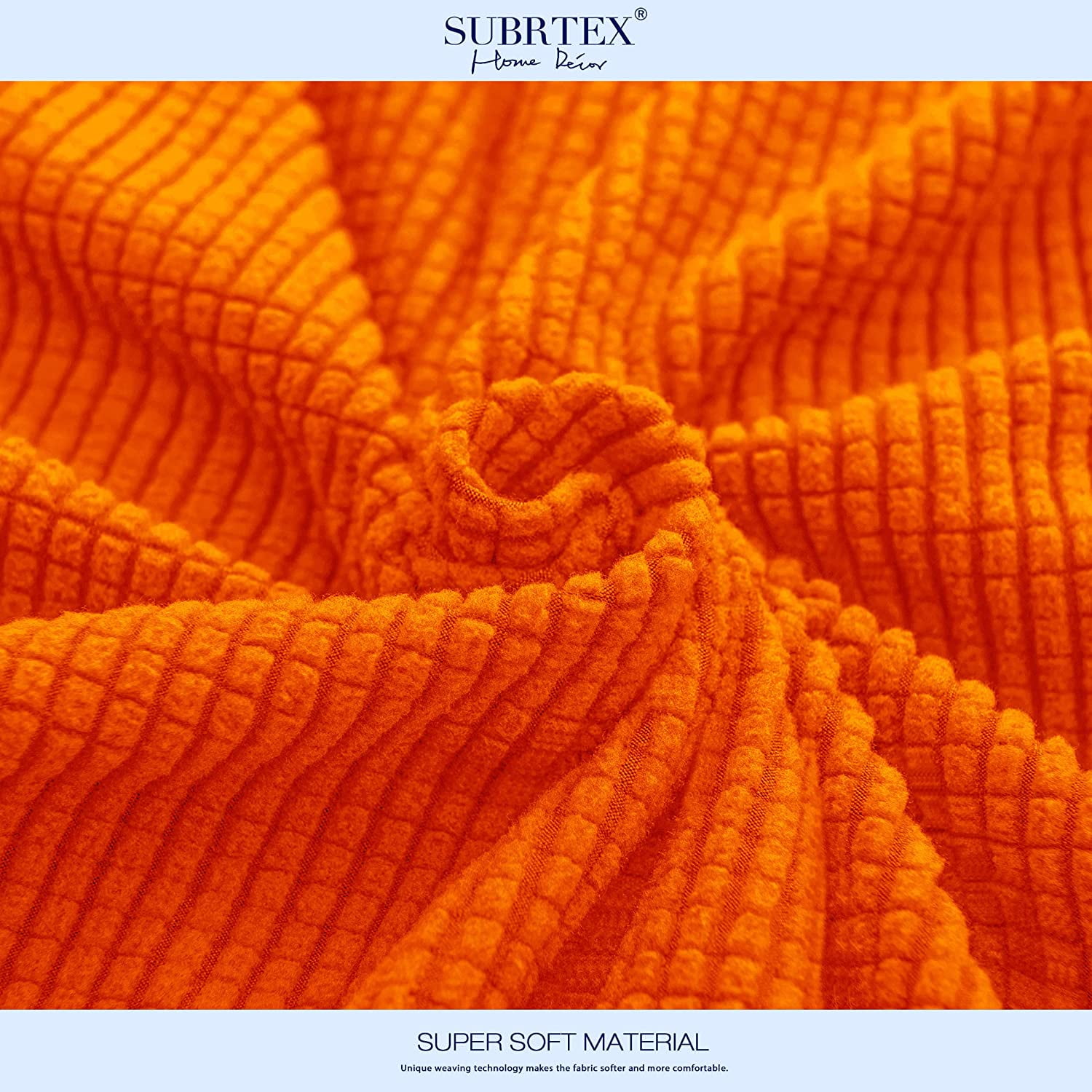 Subrtex Cushion Covers Separate Seat Stretch Textured Grid (3PCS, Orange)