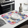 thumbnail image 3 of Patchwork Pioneer Flower Dish Drying Mat for Kitchen 1 Pack, Ultra Absorbent Microfiber Dishes Drainer Mats,16"x18", 3 of 6