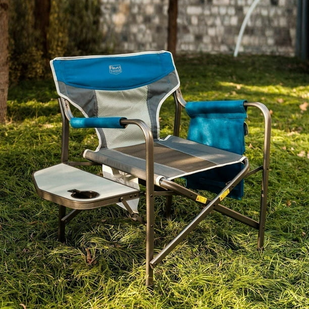 Timber Ridge Portable Folding Camping Directors Chair with Side Table (2  Pack) 