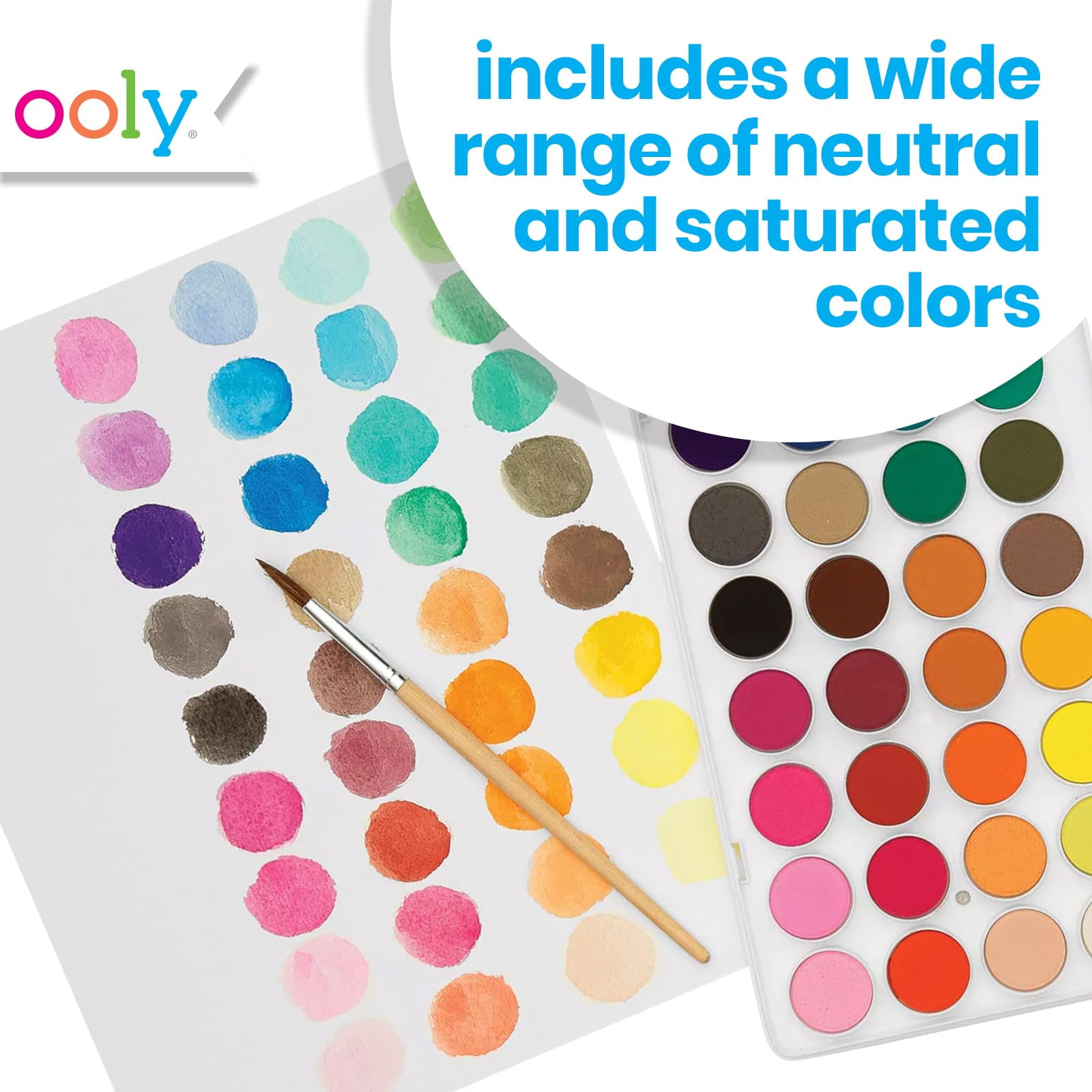OOLY Lil' Watercolor 36-Piece Painting Set, Essential Kids Art Kit