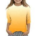 thumbnail image 2 of enyan Uniform Shirts for Girls Long Sleeve T Shirt Girls Long Sleeve Shirts Casual Striped Color Block Top Trendy Uniforms T Shirt Fall(Yellow,12-13 Years), 2 of 5