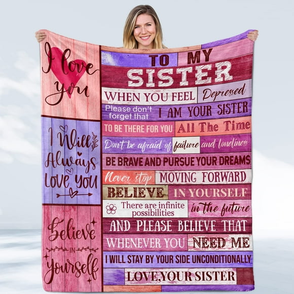 RooRuns Sister Gifts from Sister Gifts Birthday Gifts from Sister Throw Blanket Sister Gifts Blanket Best Sister in Laws Gifts for Sister from Sisters (Sister Gifts,)