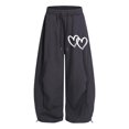thumbnail image 4 of SJLDQY Girls Sweatpants Heart Graphic Baggy Pants Drawstring Waist Pants with Pockets, 4 of 5