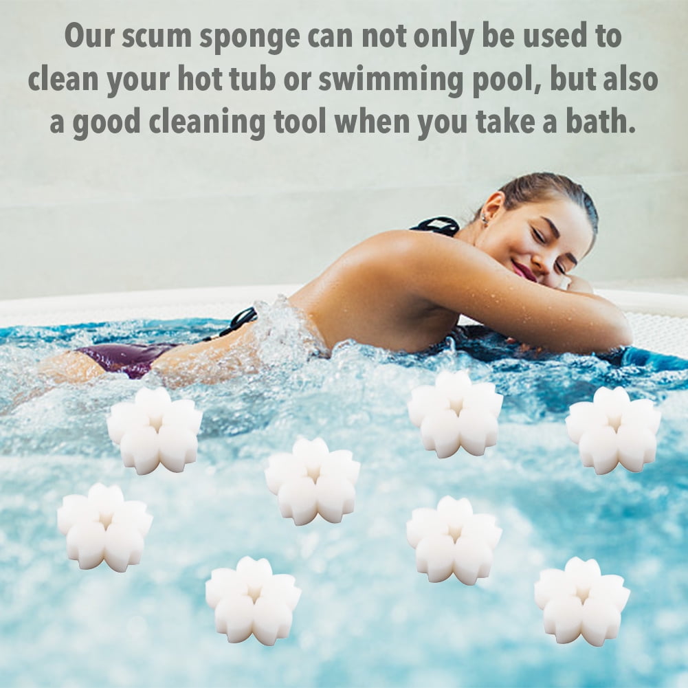 Cherry blossoms 10Pcs Oil Absorbing Sponge Absorbing Scum Sponge Absorbs Oil Slime Grime Filter Scum Sponge Oil Scum Sponge for Hot Tub Swimming Pool Cleaning Spa Cleaner Removes Oils & Grease