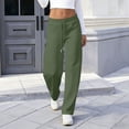 thumbnail image 4 of MaFYtyTPR Sweatpants for Women Women's Fashion Solid Color Elastic Waist Adjustable Drawstring Pocket Baggy Long Pants A-Army Green L, 4 of 5