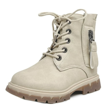 

Girls Pull-On Lace-Up Comfort Combat with Side Zipper Ankle Boots (Toddler/Little Kid)