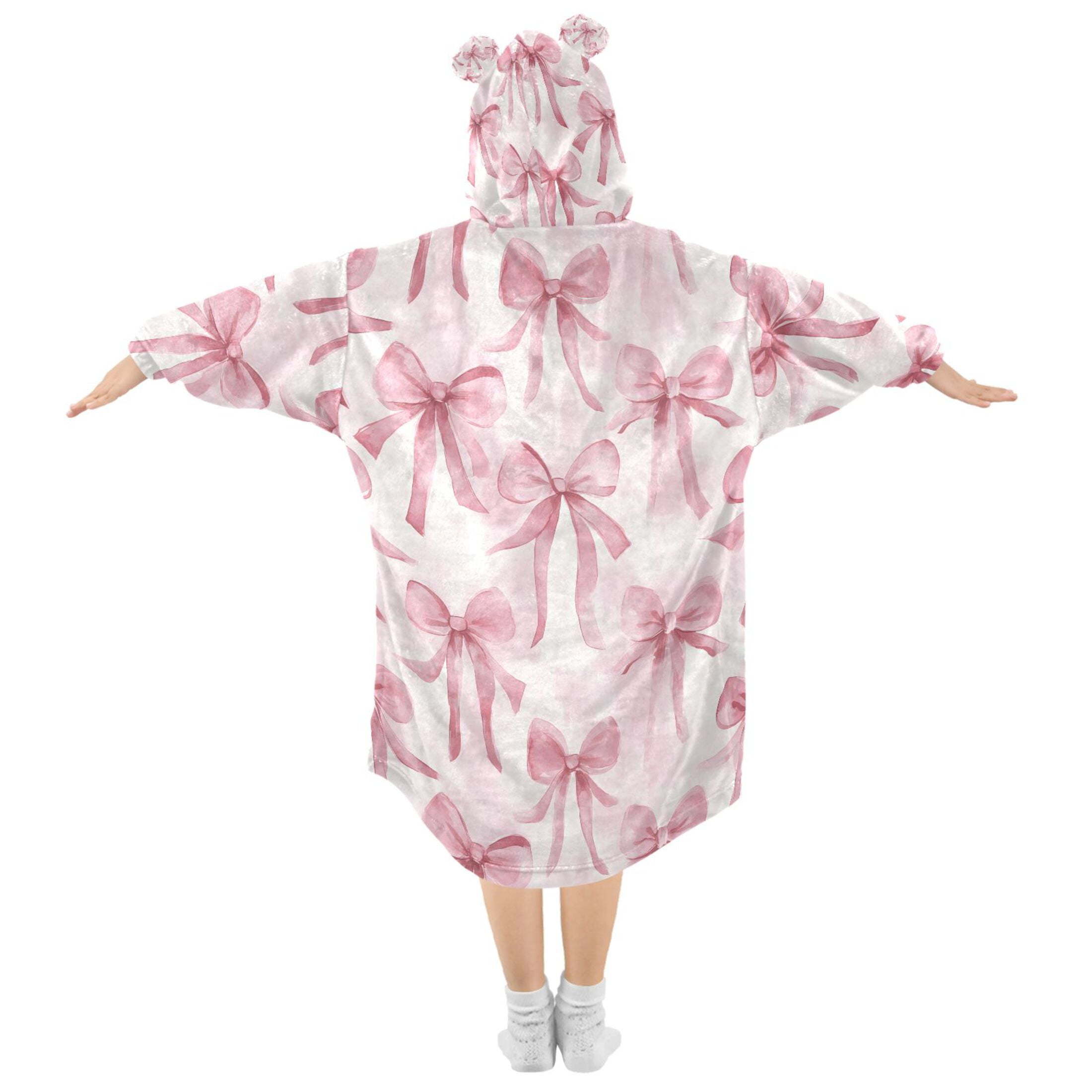 joogoo Wearable Blanket Hoodie for Watercolor Bow Flannel Sherpa Pocket 3-14 YR S
