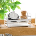 thumbnail image 3 of Soporte de esponja para fregadero de cocina - Con bandeja de drenaje - Metal de hierro blanco - Caddy de fregadero - Organizador de fregadero de cocina - Soporte de jabón para fregadero de c, 3 of 5