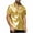 Yellow, variant on Men's 70s Disco Shiny Metallic Gold Silver Short Sleeve Button Down Shirt