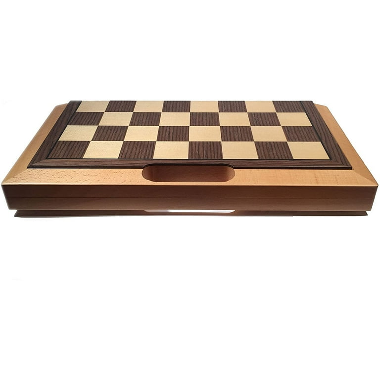 Full Size Acacia Chess Board and Case Combined