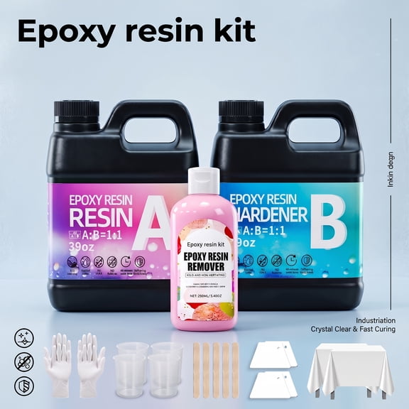Epoxy Resin 78OZ with 250g Resin RemoverNewly Formulated Crystal Clear Resin, Strong, Bubble-Free, Anti-Yellowing Art Resin That, Suitable for Casting, DIY, Molds, Jewelry, Easy to Mix 1:1 Ratio