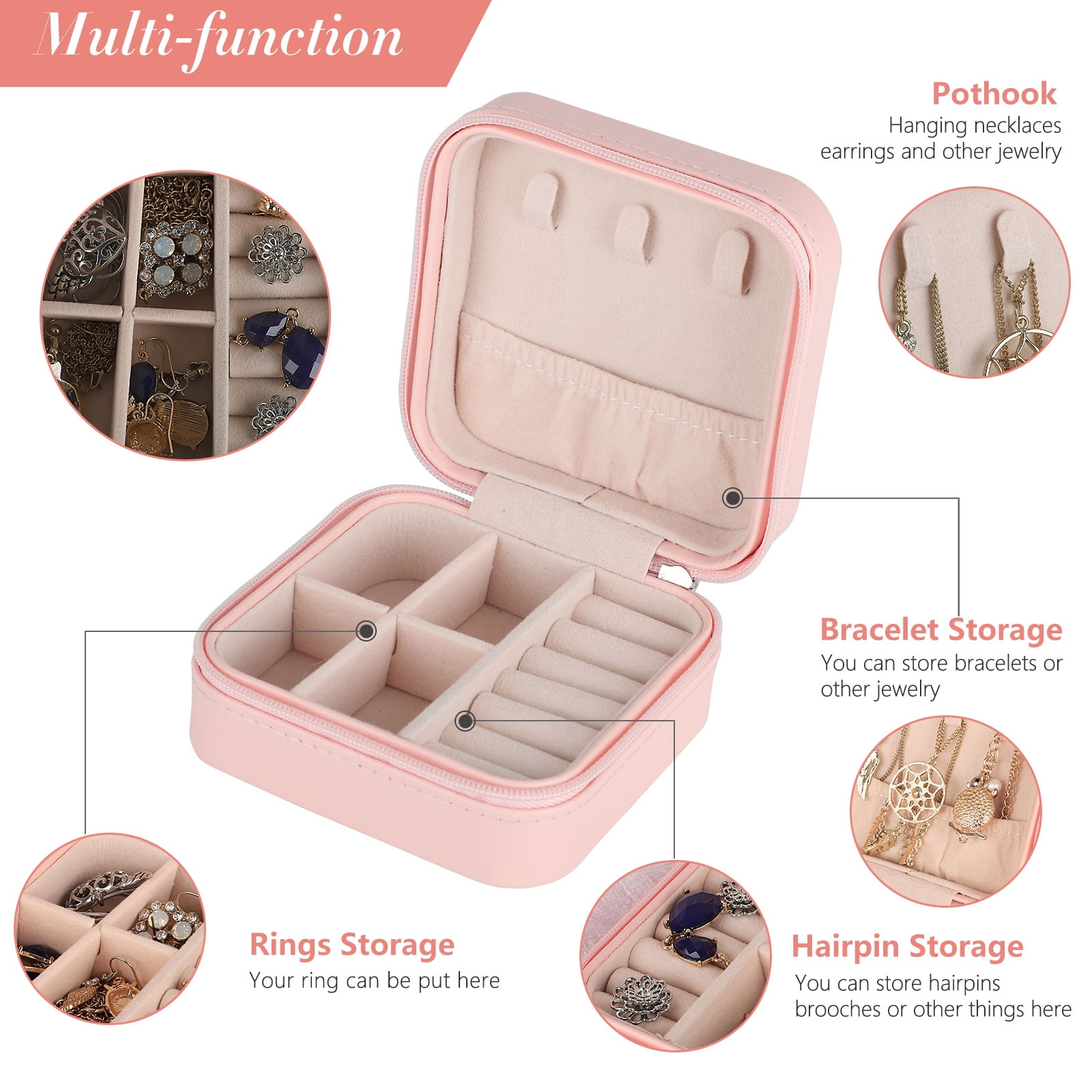TSV Small Jewelry Box, Portable Travel Jewelry Organizer, Mini Display Case  with PU Leather for Girls Women Rings Earrings Necklaces Storage 