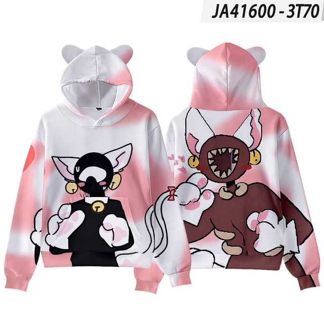 Doors Roblox-Sudadera con capucha y orejas de gato para parejas, suéter informal holgado de moda callejera, tendencia que combina con todo, Escape de la puerta