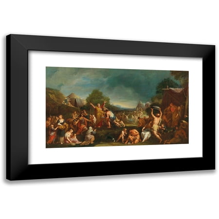 Gregorio Lazzarini 14x10 Black Modern Framed Museum Art Print Titled - Moses and the Gathering of the Manna by the Israelites