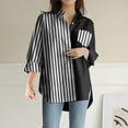 thumbnail image 2 of Button Down Shirts for Women Striped Color Block Roll Up Long Sleeve Dressy Casual Blouse Tops, 2 of 6