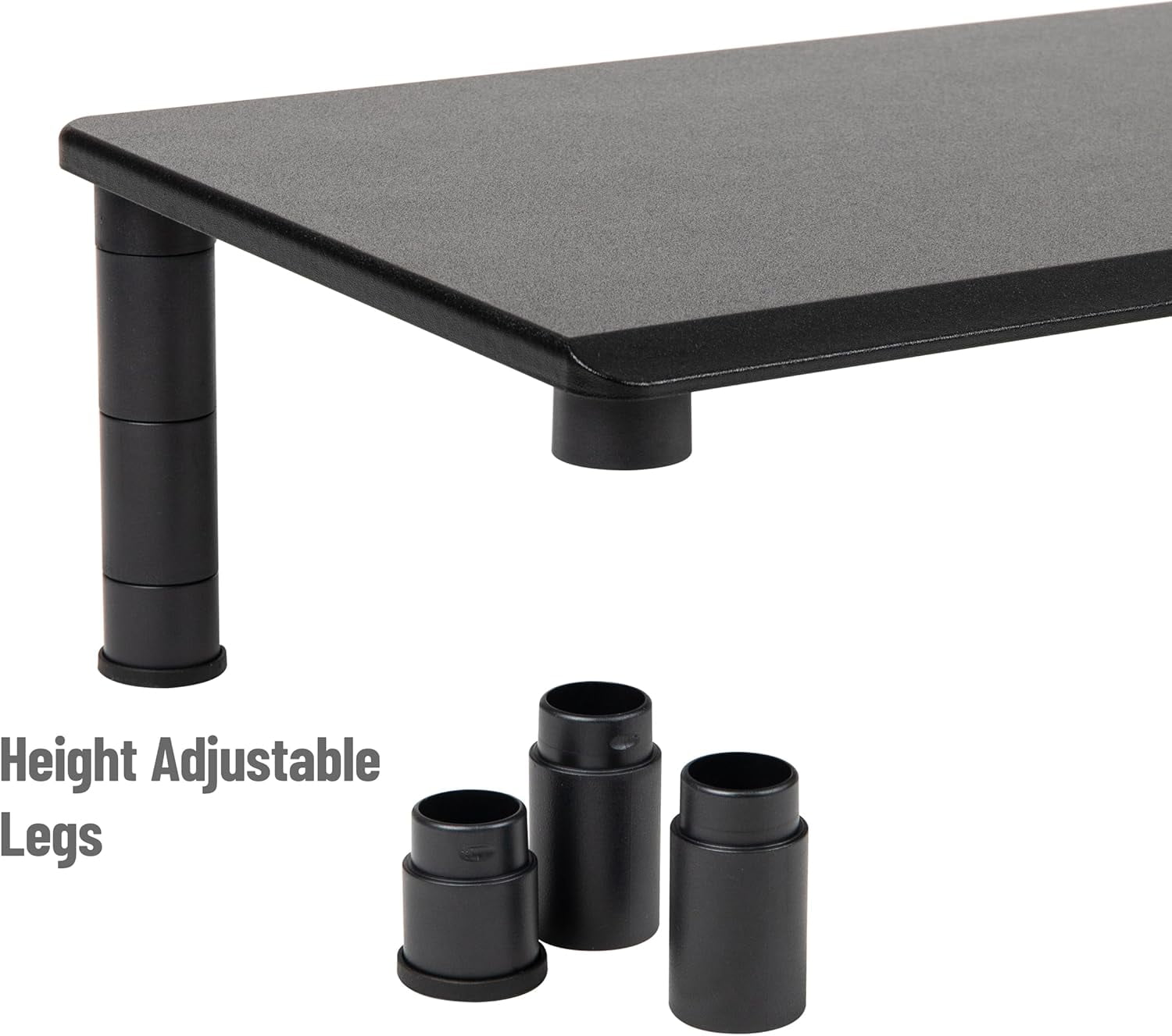 Dual Monitor Stand Height Adjustable Desktop Organizer with Laptop Riser for Office Use Black