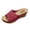 Red, variant on Women's Wedge Sandals Hollow out Leather Open Toe Orthopedic Slippers Casual Platform Slip on Slides Red Size 7.5
