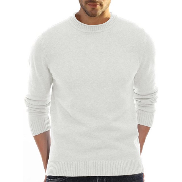 CVLIFE Chandail Homme Hiver Chaud Chandail Manches Longues Col Rond Décontracté Tricoté Blanc 2TG