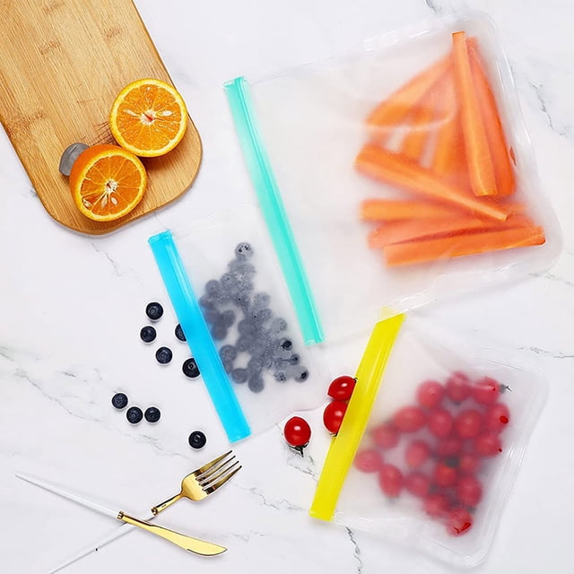 YAOMOBB Sealed Double Zipper Bag Reusable Transparent Food Storage Container Double Zipper Leakproof Sandwich Bag