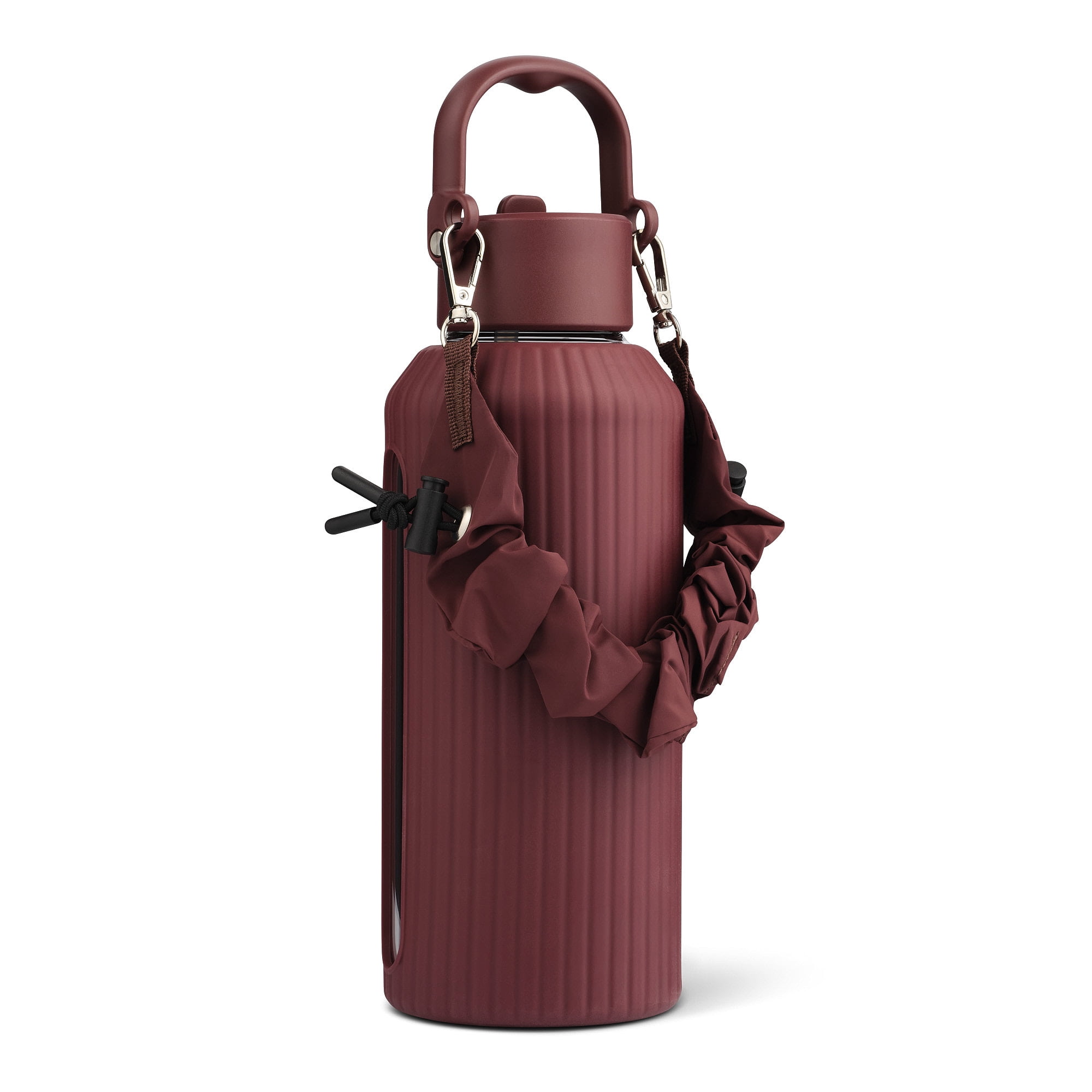 Mary Lawless Lee x TAL 32oz Glass Vista Water Bottle with Ribbed Sleeve and Strap, Oxblood