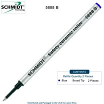 Schmidt 5888 Blue 2-Pack B Safety Ceramic Rollerball Refill, 1.0mm Broad Tip, 4 5/16" L x 0.245" Dia (SC58107)
