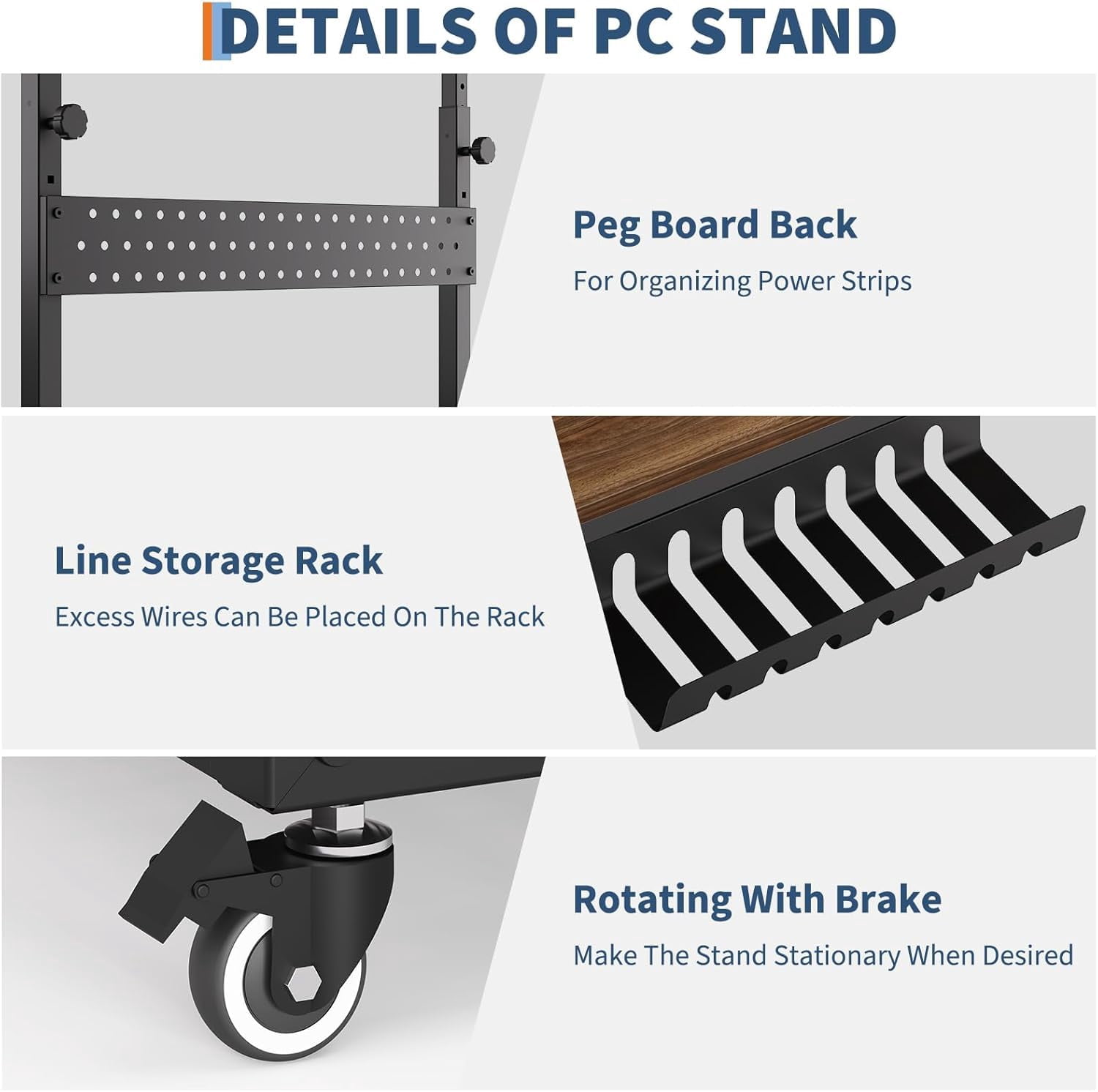 28" Computer Tower Stand, Adjustable Under Desk PC Cart, Mobile Rolling CPU Holder, Perfect for Office,Laptop Desk.