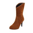 thumbnail image 1 of NECHOLOGY Botas Mujer Adulto Femenino Zapatos Botines mujer Botas de tacón finas con decoración de encaje de gamuza de color sólido retro a la moda para mujer (Brown, 9), 1 of 7