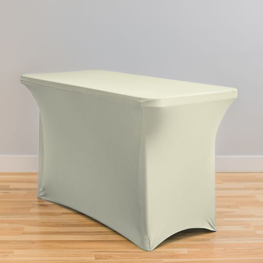 2PK 4 ft. Rectangular Stretch Tablecloth Ivory