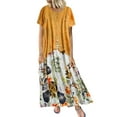 thumbnail image 1 of outfmvch Robe Grande Taille pour Femmes Imprimé vintage patchwork Col Rond Manches Courtes Robe maxi Grande Taille Robes d'Automne, 1 of 9