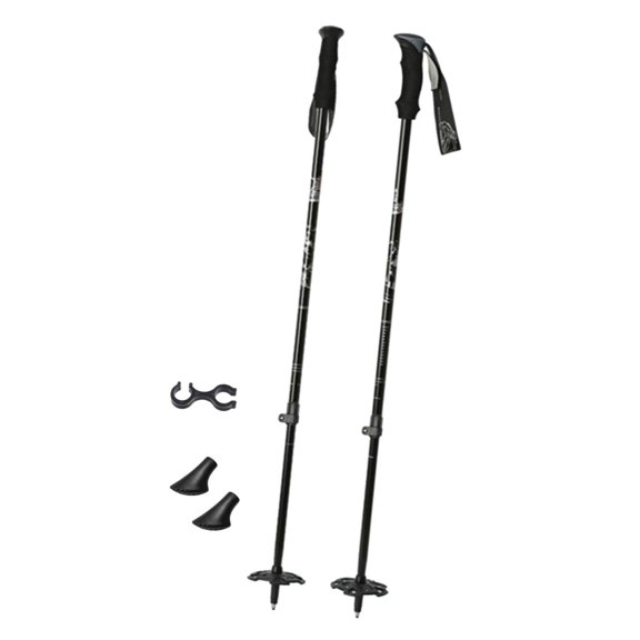 Bastones de Esquí, Puntas de Botas, Correa para La Muñeca, Equipo de Esquí, Bastones de Esquí Portátiles con Cestas para Raquetas de Nieve, Estación D negro