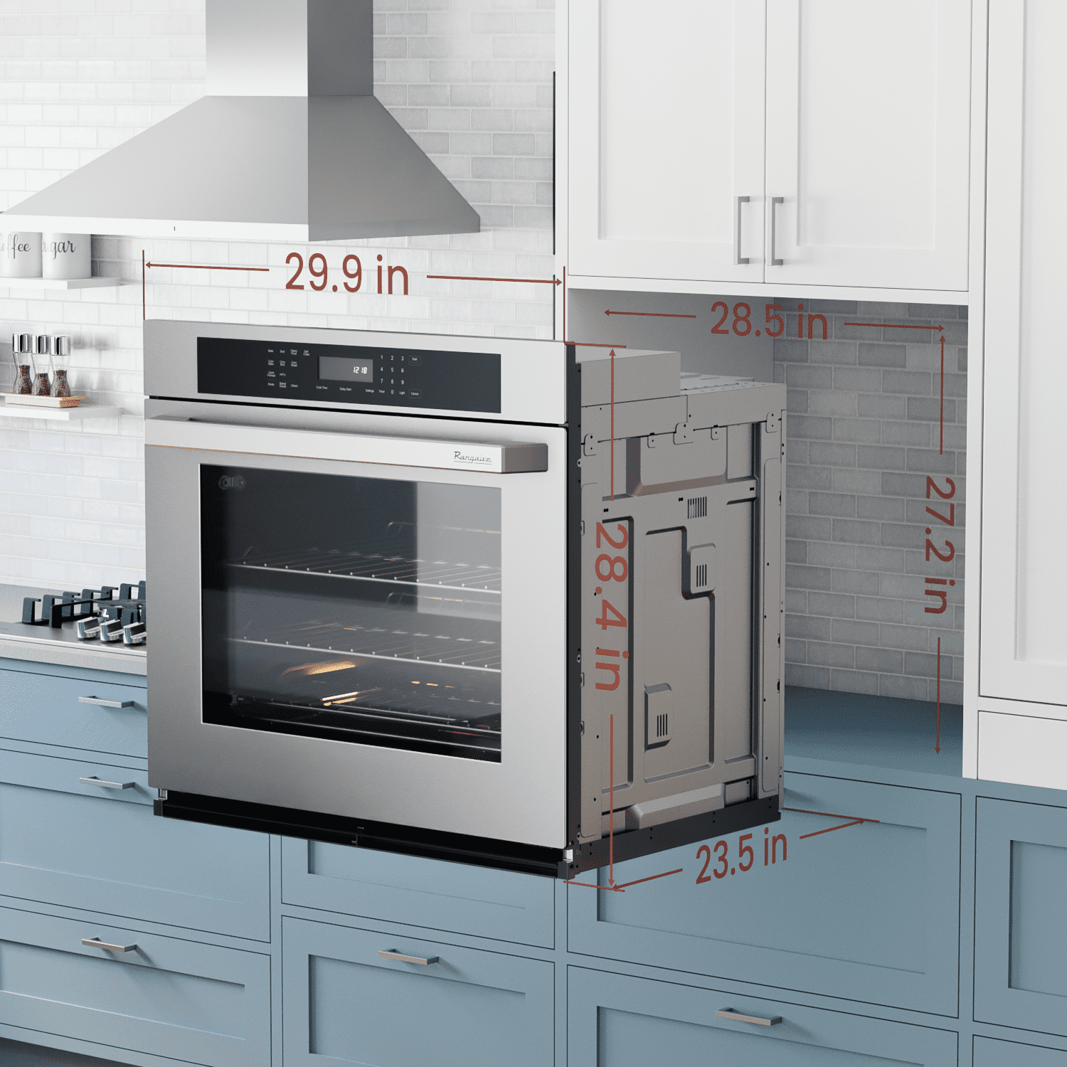 Rangaire RWOS301GS 30" Glass Touch Single Wall Oven - Stainless Steel, Electric Oven, True Convection, Self Cleaning, Easy Reach Racks