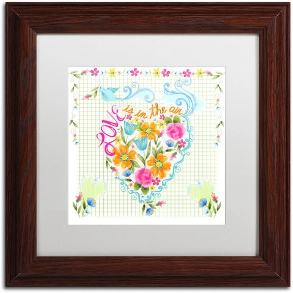 Trademark Fine Art "Love Heart" Canvas Art by Lisa Powell Braun, White Matte, Wood Frame