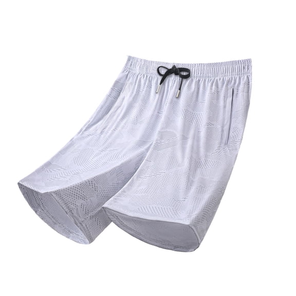 Besolor Mens Shorts Summer Lightweight Breathable Thin Workout Running Elastic Waist Drawstring Shorts with Pockets(X-Small,White)