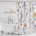 thumbnail image 2 of Purple Yellow Flowers Shower Curtain Set - Standard 72" x 72" Washable Bathtub Curtain with 12 Hooks, Spring Pastoral Botanical Floral Waterproof Fabric Stall Shower Curtains for Bathroom Décor, 2 of 6