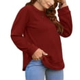 thumbnail image 5 of LANREMON Plus Size Sweatshirts for Women Crewneck Casual Tunic Tops Long Sleeve Shirts Womens Fall Pullover Tops Dark Red 20 Plus, 5 of 6