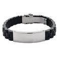 thumbnail image 2 of Brazalete para Hombre LUCKMAN Pulsera de Caucho y Acero Inoxidable Modelo Carter plateado UNITALLA, 2 of 7