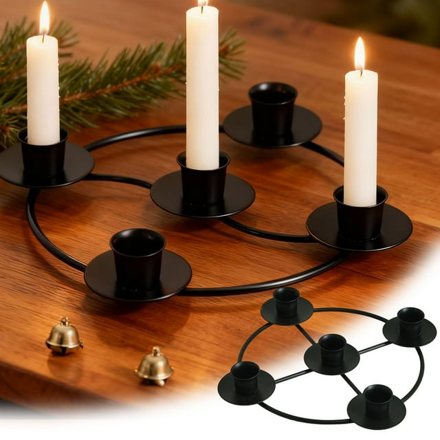 Advent Wreath Candle Holder Round For Five Candles Gold Metal Ring Stand Suitable For Or Home Use Decoration