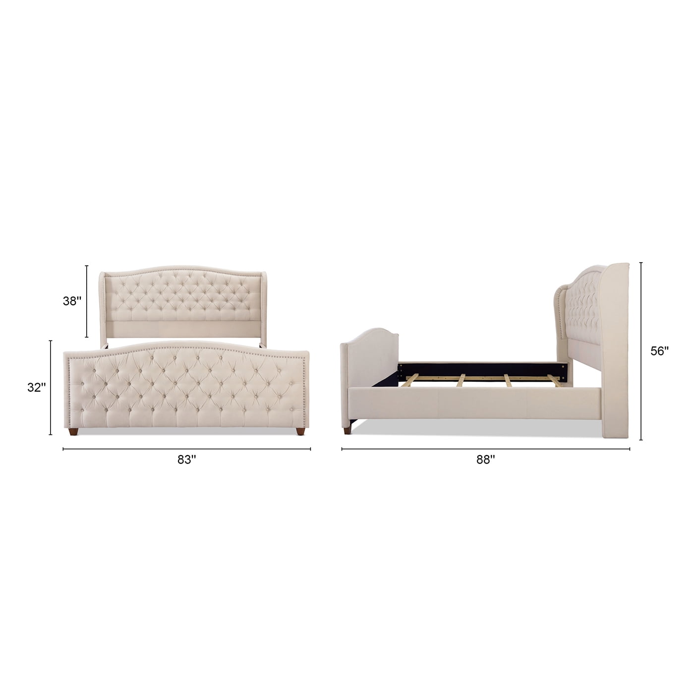 Jennifer Taylor Home Marcella Tufted Wingback King Bed Sky Neutral