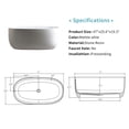 thumbnail image 6 of 47'' Resin Stone Freestanding Bathtub, a modern designed independent bathtub with pop-up drainage and overflow pipes, 6 of 11